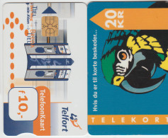 TC58 - 2 TELECARTES DU DANEMARK, Pour 1 € - Danimarca