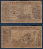 1000 Francs CFA, 1989 A, Côte D' Ivoire, K.021, A 384960, Oberthur, P#_07, Banque Centrale États De L'Afrique De L'Ouest - Stati Dell'Africa Occidentale