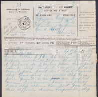 Télégramme Déposé à CALAIS Pour OSTENDE - Càd Carré Fortune [OSTENDE /30 NOVE 1918/ CAISSE] RR! (date "30" Manuscrit) - Fortune (1919)