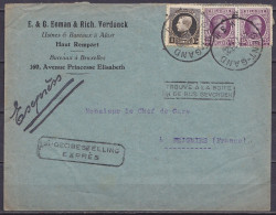 L. "Eeman & Verdonck" En EXPRES Affr. 2x N°197 + N°214B Càd GENT-GAND 3H /24-7-1923 Pour Chef De Gare à FEIGNIES France  - 1921-1925 Montenez Pequeño