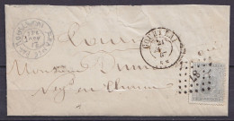 L. Affr. N°17 Lpts "87" Càd COURTRAI /21 AOUT 1867 Pour TOURNAI (au Dos: Càd "FRANCE PAR MOUSCRON" Apposé Par Erreur Car - 1865-1866 Profil Gauche