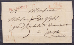 L. Datée 20  Septembre 1814 De MAESTRICHT Pour MUNSTER - Griffe Rouge "MAASTRICHT" - Diverses Bonifications (au Dos: Gri - 1794-1814 (Periodo Francese)
