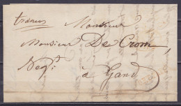 L. Datée 5 Juillet 1838 De EECLOO Pour GAND - Rare Utilisation De La Griffe "PORT PAYE" En 1838 - Man. "franco" (au Dos: - 1830-1849 (Belgique Indépendante)