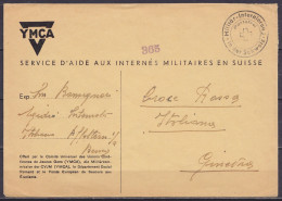 L. "YMCA - Service D'aide Aux Internés Militaires En Suisse" En Franchise - Cachet Non-daté "Militär-Internierung In Der - Documents