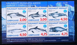 GROENLANDIA - IVERT HOJA BLOQUE Nº 14 NUEVOS ** - MAMIFEROS MARINOS - BALLENAS AÑO 1998 - Unused Stamps