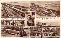 ROYAUME-UNI - Having Lots Of Fun At Brighton - Multi-vues De Différents Endroits - Carte Postale Ancienne - Brighton