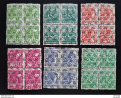 Bizone Kontratsausgabe1948, Netzaufdruck Partie 4er-Blocke MNH(postfrisch) - Mint