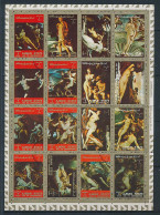 Planche Feuillet De 16 Timbres Oblitérés Différents AJMAN STATE (2) Tableaux Peintures De Nus XIII-10 - Nudes