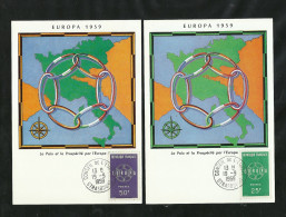 FDC 4 Cartes Maximum Premier Jour Cachet Paris Et Strasbourg 19/9/1959 N°1218 /19 Europa 1959  B/TB Voir Scans  ! ! ! - 1950-1959