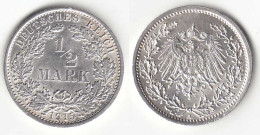 1/2 Mark Kaiserreich EMPIRE 1915 A Silber Jäger 16    (31416 - 1/2 Mark