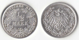 1/2 Mark Kaiserreich EMPIRE 1914 A Silber Jäger 16    (31420 - 1/2 Mark