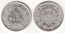 1/2 Mark Kaiserreich EMPIRE 1914 A Silber Jäger 16    (31421 - 1/2 Mark