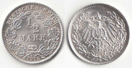 1/2 Mark Kaiserreich EMPIRE 1915 D Silber Jäger 16    (31431 - 1/2 Mark