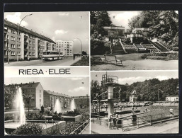 AK Riesa /Elbe, In Der Karl-Marx-Städter-Strasse, Freibad  - Riesa