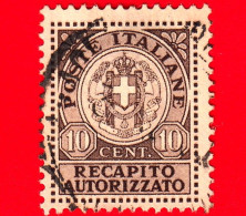 ITALIA - Usato - 1930 - Stemma Sabaudo E Fasci - Recapito Autorizzato - 10 - Oblitérés