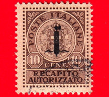 ITALIA - Rep. Sociale- Usato - 1944 - Stemma Sabaudo E Fasci Soprastampato Con Fascio - Recapito Autorizzato - 10 C - Gebraucht