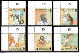UK, GB, Great Britain, Alderney, MNH, 1996, Michel 94 - 99 , Cats - Alderney
