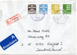 76274 - Dänemark - 1992 - 25Kr Wappen MiF A R-Bf ROSKILDE -> Deutschland - Storia Postale