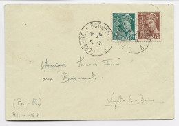 FRANCE MERCURE 75C+25C LETTRE AMBULANT CERBERE A BORDEAUX 2.4.41 B - 1938-42 Mercurius