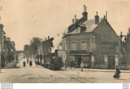 PONT L'EVEQUE LA PLACE DU CALVAIRE ET LA RUE  LAUNAY AVEC LE TRAIN - Pont-l'Evèque