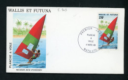 WALLIS ET FUTUNA : FDC PLANCHE À VOILE PA  N° Yvert 122 Obli. 1er JOUR MATA-UTU Du 4/3/83 - FDC