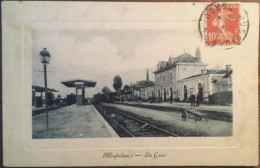 Cpa 24 Dordogne, Mussidan La Gare, Animée, Locomotive, Train, Quais, Voies Ferrée, éd A, écrite En 1910 - Mussidan
