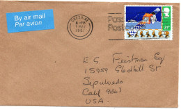 76280 - Grossbritannien - 1987 - 31p Satellit EF A LpBf CHESHIRE - ... -> Sepulveda, CA (USA) - Cartas & Documentos