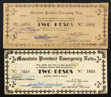 Filippine Philippines Emergency Notes WWII 2 X 2 Pesos Mountain Province Lotto 2851 - Filippine