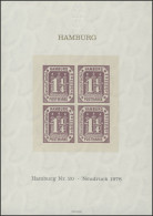 Sonderdruck Hamburg Nr. 20 Viererblock Neudruck 1978 - Privées & Locales
