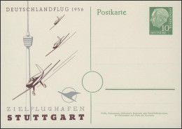 PP 8/6 Heuss 10 Pf Zielflughafen Stuttgart Fernsehturm & Deutschlandflug 1956 ** - Privé Briefomslagen - Ongebruikt