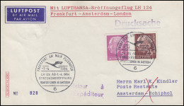 Erstflug LH 124 Frankfurt-Amsterdam-London Mit Heuss 5+25, SSt FRANKFURT 1.4.64 - Premiers Vols