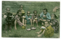 CH 52 - 8799 Chinese Children Eating, China - Old Postcard - Used - 1908 - Chine (Hong Kong)