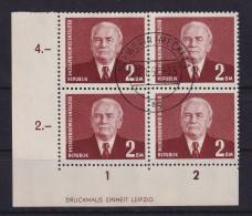 DDR 1953 Wilhelm Pieck Mi-Nr. 343 I X I DZ Eckrandviererblock UL Gestempelt - Gebraucht