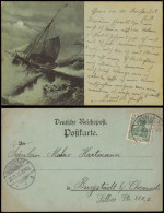 Ansichtskarte  Schiff In Not Bei Mondschein Gruss Von Der See 1903 Luna - Ferries