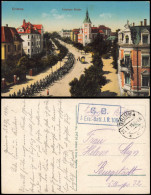 Ansichtskarte Grimma Leipziger Straße, Marschierende Soldaten 1916 - Grimma