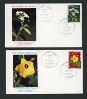 POLYNÉSIE : FDC : LES FLEURS EN POLYNÉSIE   PA  N° Yvert 126+127 Obli. 1er JOUR PAPEETE Du 15/9/77 - FDC