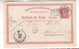 Norvège - Carte Postale De 1885 - Entier Postal - Oblit Bergen - Exp Vers Antwerpen - Valeur 15 € En......2008 - - Briefe U. Dokumente