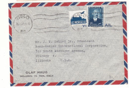 Norvège - Lettre De 1947 - Oblit Oslo - Exp Vers Chicago - Valeur 7,50 € En......2008 - - Storia Postale