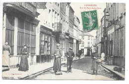 Cpa...Landrecies...(nord)...rue Du Puits-de-la-croix...1908...animée...(commerces)... - Landrecies
