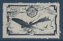 VIGNETTE POSTE PAR AVION NANCY 1912 25c NOIR THÈME POSTE AERIENNE AVIATION - Aviation