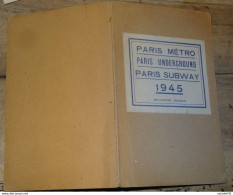 Plan Du METRO De Paris 1945 , Paris Underground  Subway 1945 Melottée éditeur ........ PHI..........CL-7-5 - Europe