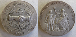 Franc Maçonnerie Médaille En Bronze Fraternité Des Peuples Orient De Paris, Fête Solsticiale 6 Mars 1909 - Profesionales / De Sociedad