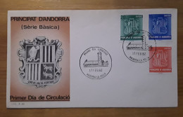 ANDORRA ESPAÑOLA BÁSICA FDC/SPD 1982 - Lettres & Documents