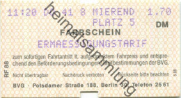 Deutschland - Berlin - BVG - Fahrschein Ermäßigung 1988 - Europa