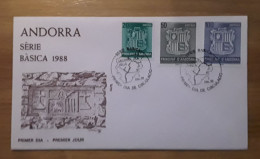 ANDORRA ESPAÑOLA BÁSICA FDC/SPD 1988 - Covers & Documents