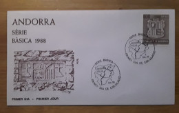 ANDORRA ESPAÑOLA BÁSICA FDC/SPD 1988 - Cartas & Documentos