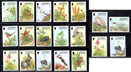 UK, GB, Great Britain, Alderney, MNH, 1994, Michel 65 - 81 , 75Dr, 77Dl, Flora And Fauna - Alderney