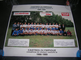 Affiche Poster Co équipe Rugby Castres Olympique Champion De France Groupe B 1988 - 1989 Avec Rui Labit Vidal Révol Etc - Rugby