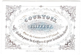 Belgique "Carte Porcelaine" Porseleinkaart , Courtois, Coiffeur à Gand, Dim 94x66mm - Porseleinkaarten