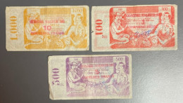 Beau Lot De 3 Billets De Ville REIMS, 100, 500 Et 1000 Francs - Bonds & Basic Needs